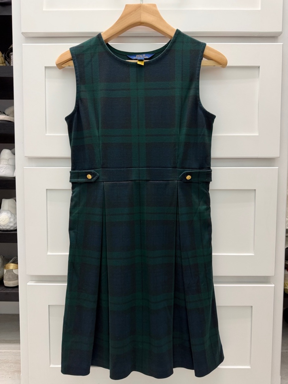Ralph Lauren Plaid Pleated Ponte Dress